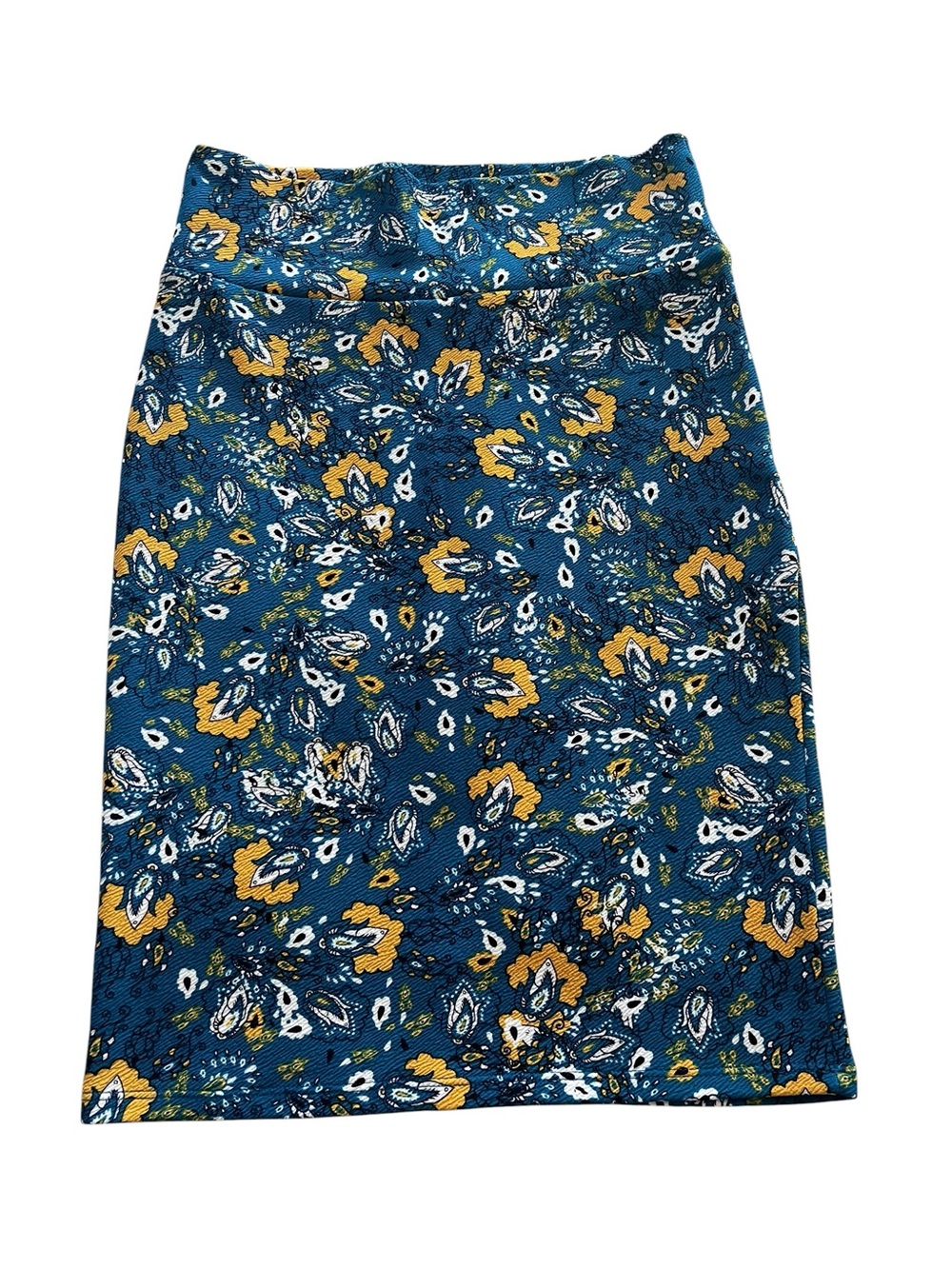 LuLaRoe Teal and Yellow Floral Print  pencil skirt